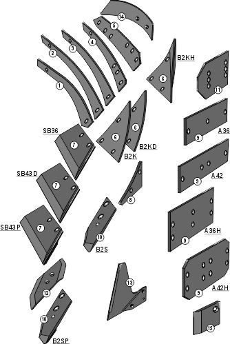 Explosionszeichnung Lemken Pflugkörper Typ BS20